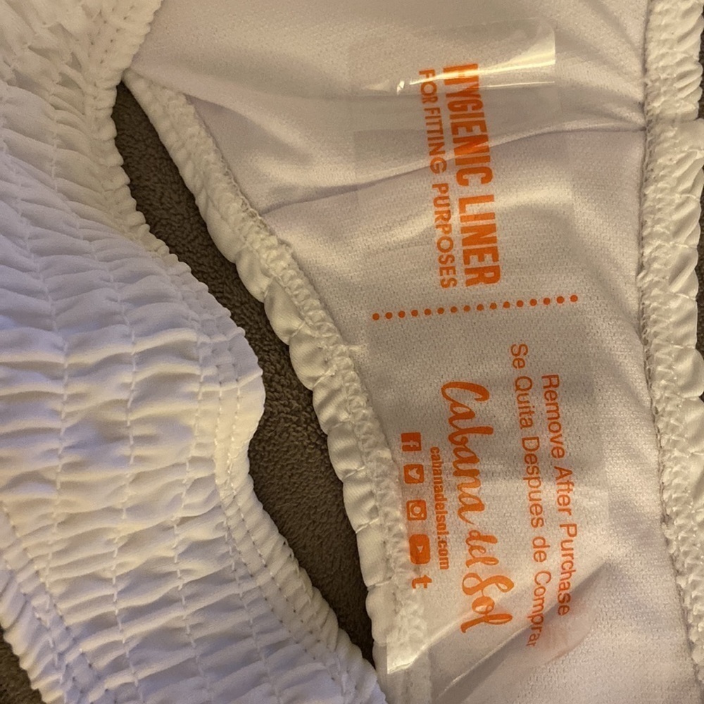 Cabana Del Sol White Smocked Bikini Bottoms Size Large - Picture 5 of 9